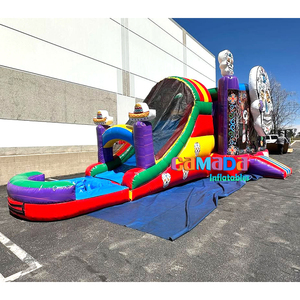 Pinata Design coloré Commercial humide sec videur toboggan Combo Hupfburg jouer gonflable rebond maison sautant château toboggan aquatique - Product Image 5