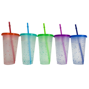 Gobelets réutilisables en plastique de 24 oz avec couvercles et pailles, gobelets de fête changeant de couleur pour célébrations, rassemblements, anniversaires, mariages - Product Image 2