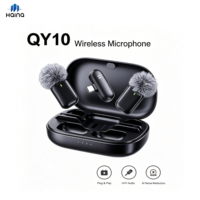 Microphone Lavalier Sans Fil Omnidirectionnel QY10 Portable Double Micro Cravate pour Diffusion en Direct