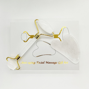 Hot Sale Skin Care Tools White Green pink Rose Quartz Face Massage Facial Tools <b>Jade</b> <b>Roller</b> Gua Sha Sets - Product Image 2