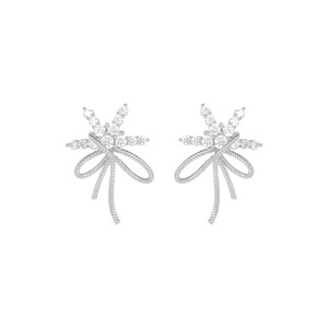 Pendientes de circonita con diseño de lazo de cinta y nieve, engaste de bisel, regalo de moda para mujer, Yiwu - Product Image 4