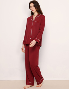 Produttori di Pigiami Personalizzati, Set Pigiama Classico in Bambù con Sacchetti per Imballaggio e Mascherina per Occhi, Set Pigiama per Donne - Product Image 3