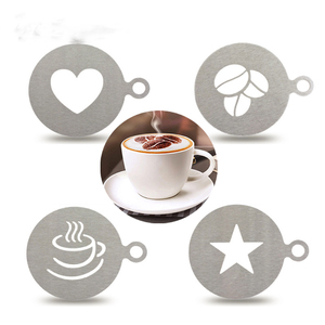 MOQ 1 pezzo in acciaio inossidabile fai da te caffè arte Stencil modelli <span class=keywords><strong>Cappuccino</strong></span> schiuma torta strumenti di decorazione - Product Image 3