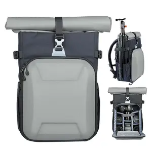 Hardcase Camera Case bag Roll Top Camera Backpack fits15" Laptop Compartment for DSLR Mirrorless Cameras Lens Tripod