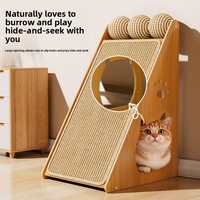 Jouet pour chat mural en carton ondulé, style simple, design vertical, résistant à l'usure, anti-chute, avec boule, Noël