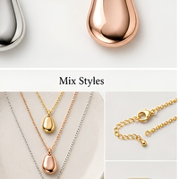 Collar con Colgante de Piedras en Tono Dorado Personalizado, Cadena de Eslabones Ovalados Orgánicos, Joyería de Acero Inoxidable para Mujer