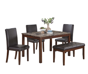 5 Piece Modern Wood Dining <b>Set</b> with Adjustable Comfortable Chairs <b>and</b> <b>Bench</b> for Hotel & Apartment Use - Product Image 4