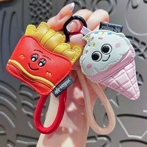 Lindo Set de Llaveros de Cuero con Diseño de Comida: Patatas Fritas, Café y Helado. Exquisitos Colgantes y Mini Adornos para Bolsos. Divertido Regalo Temático de Comida. - Product Image 1