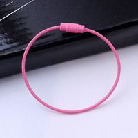 17CM vis de verrouillage câble fil suspendu étiquette de bagage boucle corde porte-clés outil acier inoxydable fil porte-clés couleur câble porte-clés