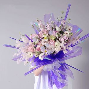 Aurora Iridescent Holographic Waterproof Korean Floral <b>Wrapping</b> Material for Florist Wholesale - Product Image 2