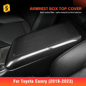 Shasha <span class=keywords><strong>sec</strong></span> en Fiber de carbone accoudoir boîte couvercle supérieur accessoires intérieurs pour Toyota Camry 2018 2019 2020 2021 2022 2023 - Product Image 3