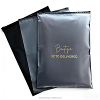 Sac à fermeture éclair transparent avec logo personnalisé imprimé pour chapeau, chemise, sac à fermeture éclair givré noir pour vêtements
