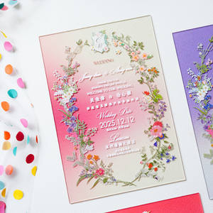Carte d'invitation de mariage en acrylique de luxe élégante avec impression dégradée rose pour annonce de mariage et événements professionnels - Product Image 6