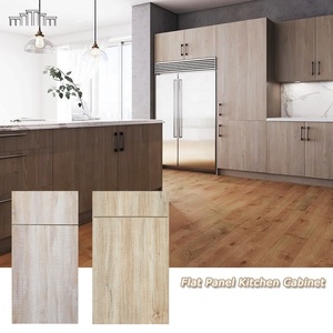 Wholesale <strong>American</strong> Apartment MDF Full Overlay Modern Melamine Kitchen Cabinets Flat <strong>Panel</strong> <strong>Style</strong> Frameless Pantry Cabinet - Product Image 1