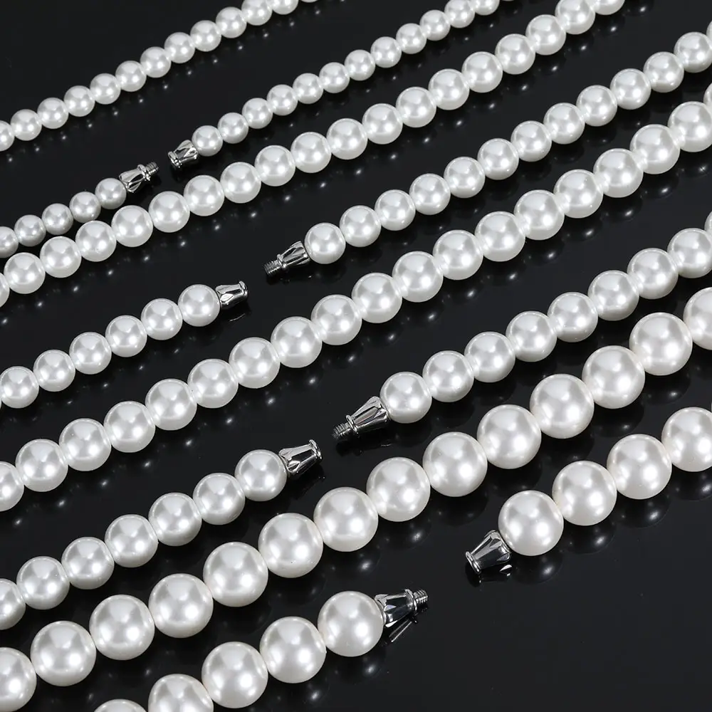 Hip Hop 6/8/10/12mm Glass Pearl Bead White Pearls For Jewellery Making Round Pearl Choker Necklace For Women