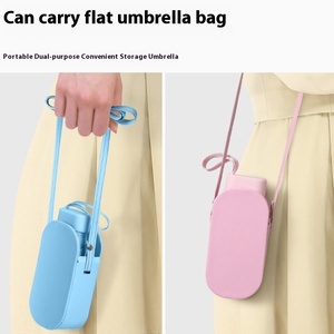 Paraguas de Bolsillo Ultra Ligero, Plegable en Cinco Secciones, con Bolsa de <span class=keywords><strong>Hombro</strong></span>, Protección Solar, Parasol para Mujer con Bolsa de Cuero, Logotipo Personalizado - Product Image 2
