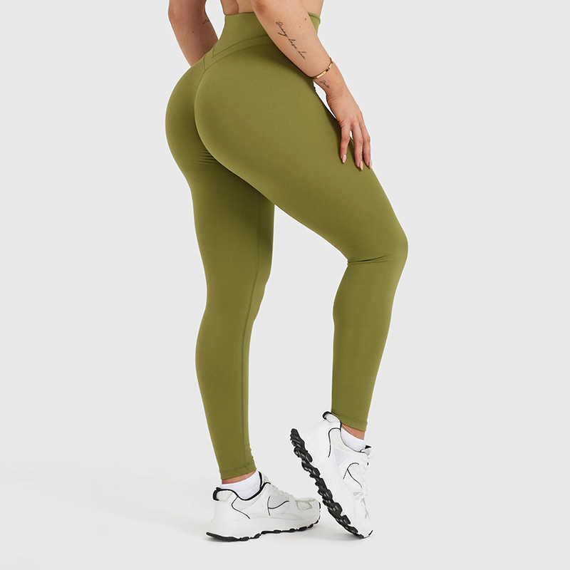 Custom Logo Solid Fitness High Elastic Butt Lifting Supportive High Waisted Yoga Pants Gym Women Workout Scrunch Leggings