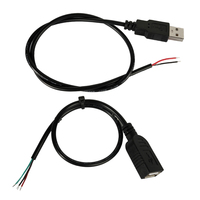 Cable USB de 2 Núcleos para Carga, Cable de Datos de 4 Núcleos, Conectores USB Macho/Hembra Semiterminados de Cobre Puro, de un Solo Extremo