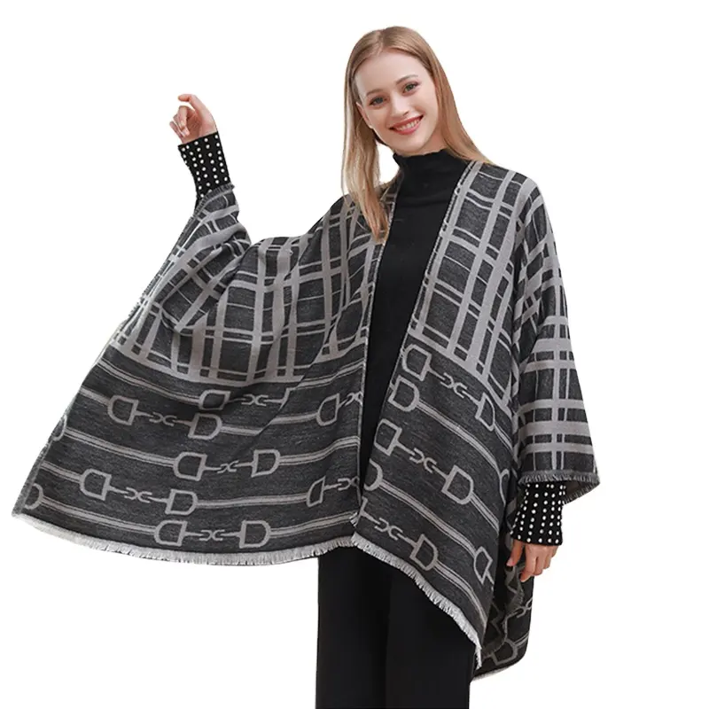 ผ้าคลุมปอนโชสำหรับผู้หญิงผ้าหนาแบบเนปาลสำหรับฤดูหนาวผ้าห่มผ้าคลุมไหล่แบบสร้างสรรค์และยั่งยืน