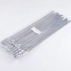 Bridas para cables de bloqueo de bola autoblocantes de acero inoxidable 400mm Sujetadores de plástico y nailon Pedido mínimo 100PCs