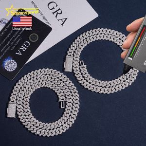 Inventario Local en EE. UU. Joyería Hip Hop Cadena Cubana de Moissanita de Plata 925 con 2 Hileras de 8mm en Oferta con Certificado GRA - Product Image 1