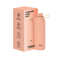 Botol minum olahraga termos vakum berinsulasi stainless steel berlapis karet dengan mulut sempit untuk hiking dan berkemah