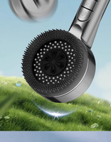 Pommeau de Douche Portable en Silicone et Plastique ABS de Qualité, 4 Modes, Multifonctionnel avec Bouton Pause pour Nettoyage en Profondeur pour Salle de Bain