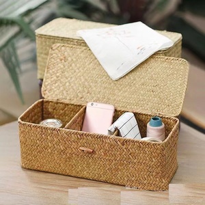 Panier de rangement en rotin écologique, en <span class=keywords><strong>osier</strong></span>, en herbe de mer, pour comptoirs, placards, étagères, commode, panier en herbe de mer tissé - Product Image 5