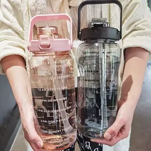 Botella de Agua Deportiva Reutilizable Ecológica de 2L, Gran Capacidad, con Marcador de Tiempo, Tipo Pajita, Color y Logotipo Personalizables, Libre de BPA - Product Image 1