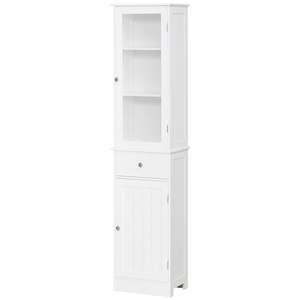 Kleankin Mueble Columna Baño Ahorro de Espacio con Mueble, Cajón y Estantes MDF, 40x27X171,5 cm, Blanco - Product Image 1