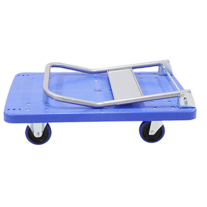 Chariots à main, chariots portables, chariots de manutention d'entrepôt, chariots à plateau plat, chariots à main en plastique bleu à quatre roues pour le transport de marchandises - Product Image 3
