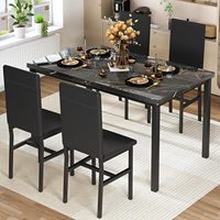 Meubles de salle à manger modernes, ensemble table à manger en marbre avec chaises en cuir PU à ossature métallique pour la cuisine et le salon