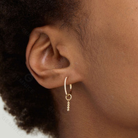 Gemnel trendi 925 sterling perak perhiasan wanita 18k emas tunggal manik-manik jimat anting hoop