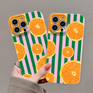 Funda Protectora Rígida para Teléfono Móvil con Diseño de Rayas Verdes y Naranjas, Impresión de Película Fotográfica, para <span class=keywords><strong>iPhone</strong></span> X, Xr, Xs, 11, 12, 13, 14, 15, 16, 17, 18 Pro Max - Product Image 1