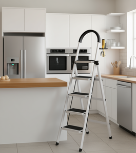 Échelle pliante 4 marches en acier inoxydable, portable, pour la maison, la cuisine, le garage - Product Image 2