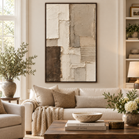 Peinture sur toile abstraite texturée 3D verticale beige-brun, texture architecturale, pour la décoration de couloirs d'hôtels, villas et bureaux