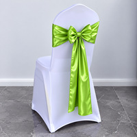 17x275cm Pita Kursi Pernikahan Hotel Gaya Nordic, Hiasan Bunga di Belakang, Syal Satin, Gaya Minimalis, Warna Solid