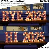 Lumières LED en forme de lettres et de chiffres, rose (A-Z&0-9), lumières décoratives pour anniversaire, mariage, fête, alimentées par piles, lumières festives