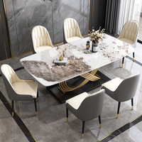Ensemble de table à manger de luxe moderne et minimaliste extensible en métal et pierre frittée pour la maison et la cuisine