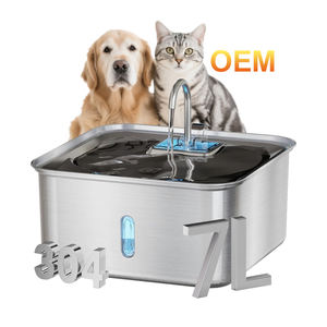 Cat Water Fountain <span class=keywords><strong>Stainless</strong></span> <span class=keywords><strong>Steel</strong></span> 7L/236oz Super Quiet Smart Pet <span class=keywords><strong>Dog</strong></span> <span class=keywords><strong>Bowl</strong></span> Dispenser com nível de água Janela LED Indicador - Product Image 1