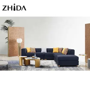 Foshan Zhida custom home family living room sofa furniture l shape corner sofa set