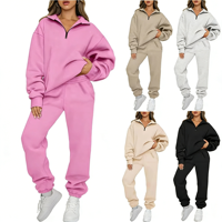 Survêtements de sport et de gym 2 pièces pour femme grande taille, avec logo personnalisé en usine, pour l'hiver, zippés, unis, sexy, avec impression 3D en relief pour tricot