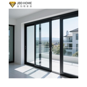 Système de porte coulissante en verre en alliage d'aluminium moderne, charnières cachées, isolation acoustique, guide au sol, intégration murale sans couture pour l'intérieur - Product Image 3