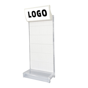 Sou Mi Ka Supermarket Display Rack Single Sided White Curved Led Light Box Modern Indoor Use Layered Shelving Middleweight - Product Image 1