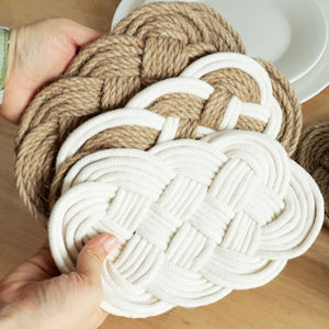 Juego <span class=keywords><strong>de</strong></span> Posavasos <span class=keywords><strong>de</strong></span> Cuerda Tejida Estilo Boho, Hechos a Mano, <span class=keywords><strong>de</strong></span> Algodón y Yute, para Protección <span class=keywords><strong>de</strong></span> Mesa, Decoración Rústica y Costera - Product Image 3