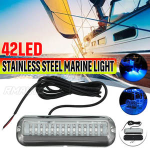 Lumière de bateau 42 LED, éclairage marin sous-marin, éclairage de transom, boîtier en acier inoxydable, étanche IP68, montage en surface - Product Image 1