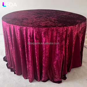 LEDA Custom Size Modern Party Event Decor Supplies Red Curtain Drapery Round Velvet <b>Tablecloth</b> for Wedding - Product Image 3