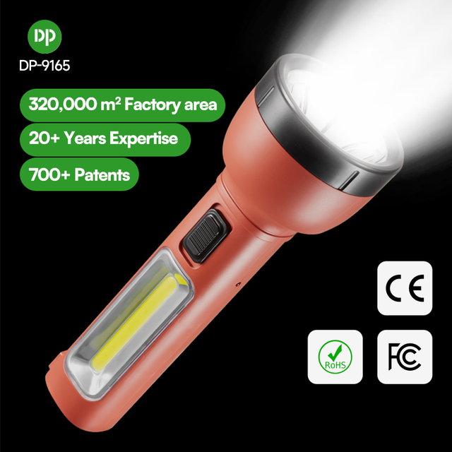 Factory Price 30W High Power Super Bright COB LED Flashlight Rechargeable Battery for Emergency Home and Outdoors