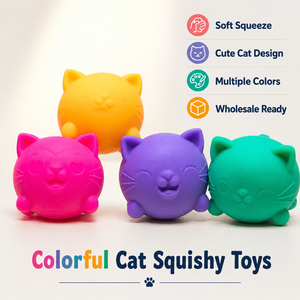 Cute <b>Cat</b> Shape Soft <b>Squishy</b> Toy, Colorful Slow Rebound Squeeze Stress Relief Toy for Kids Party Gifts Wholesale - Product Image 1