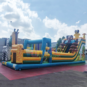 Giant outdoor jungle bouncy castle slide combo parcours d'obstacles gonflable <b>inflatable</b> safari obstacle course - Product Image 2